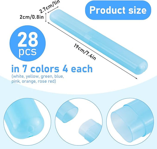28 PCS Travel Toothbrush Case, 7 Colors Portable Toothbrush Storage Cases, Dust-Proof Toothbrushes Case, Breathable Toothbrushes Travel Containers for Trip Home Camping Daily Use