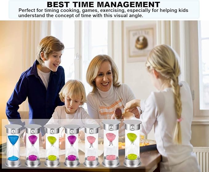Hourglass Sand Timer 45 Minute, Green Sand Clock 45 Minute, Small Sand Watch 45 Min, Silver Plastic Hour Glass Sandglass Timer for Kids, Games, Classroom, Kitchen, Decoration