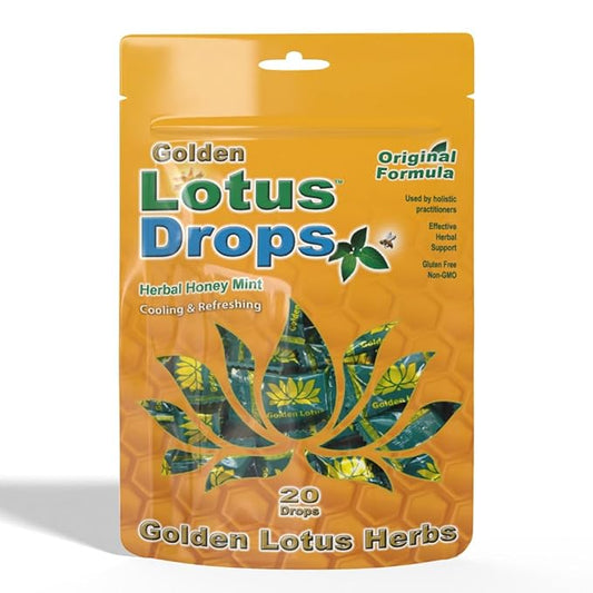 Golden Lotus Drops – Original Herbal Formula | Soothing Honey Mint Lozenges – 1-Pack (20 Count)