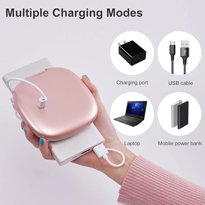 Mocado Compact LED Magnifying Travel Makeup-Mirror - 4 inches 1X/10X Magnification Small Hand Pocket Dimmable Double Sided USB Rechargeable Touch Screen, Portable Tabletop Cosmetic (Rose Gold)