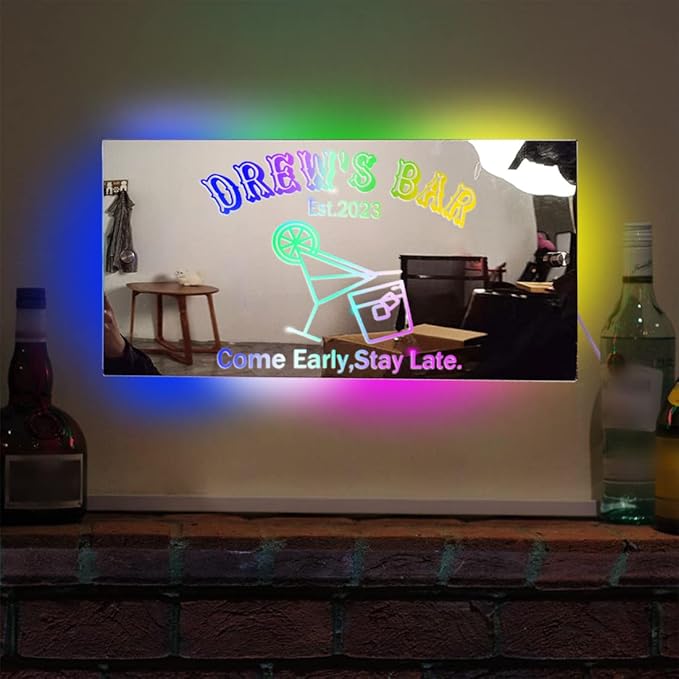 Custom LED Name Mirror Light - Multi Colour Lighting, Bar, Barber Shop Decor