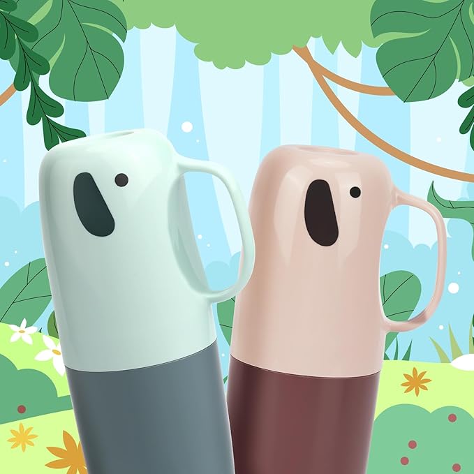 Toothbrush Travel Case, Removable and Portable Toothbrush Holder Cup, Use for Travel, Hiking,Camping, School, Bathroom, Cute and Playful Elephant Styling for Kids and Teens (Pink)