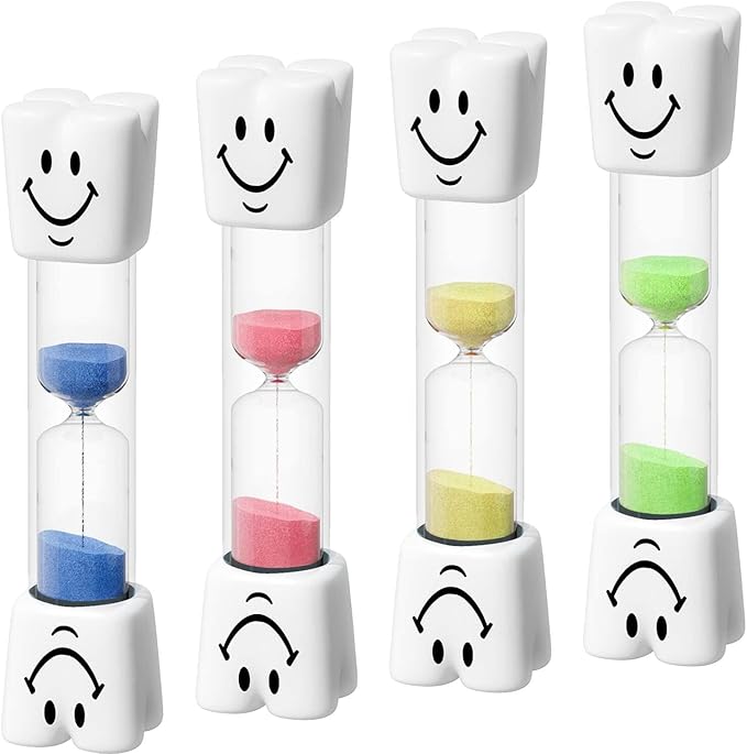 Toothbrush Timer 2 Minute Sand Timer Smile Pattern Tooth Brushing Sand Timer, Mini Hourglass Sand Clock Set for Desk, Decoration (Pack of 2)
