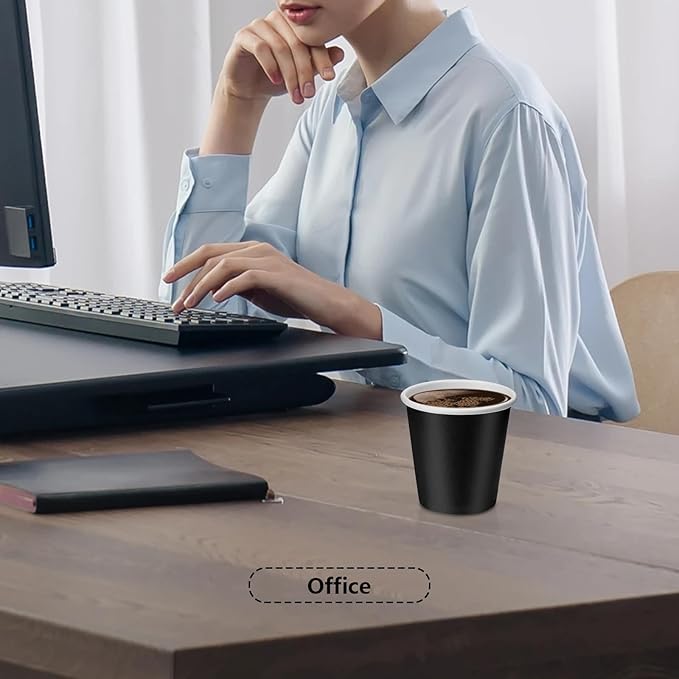 150 Pack 3oz Black Paper Cups, Mouthwash Cups, Disposable Bathroom Cups, Paper Cups 3oz Ideal for Bathroom, Supermarket, Birthday Party, Picnic and BBQ