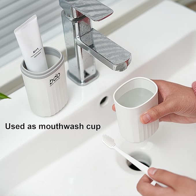 2Pcs Toothbrush Travel Case & Travel Soap Holder Dish Tray, Portable White Toothbrush Holders with Cover Leakproof Bar Soap Holder for Traveling School Camping Business Trip Bathroom