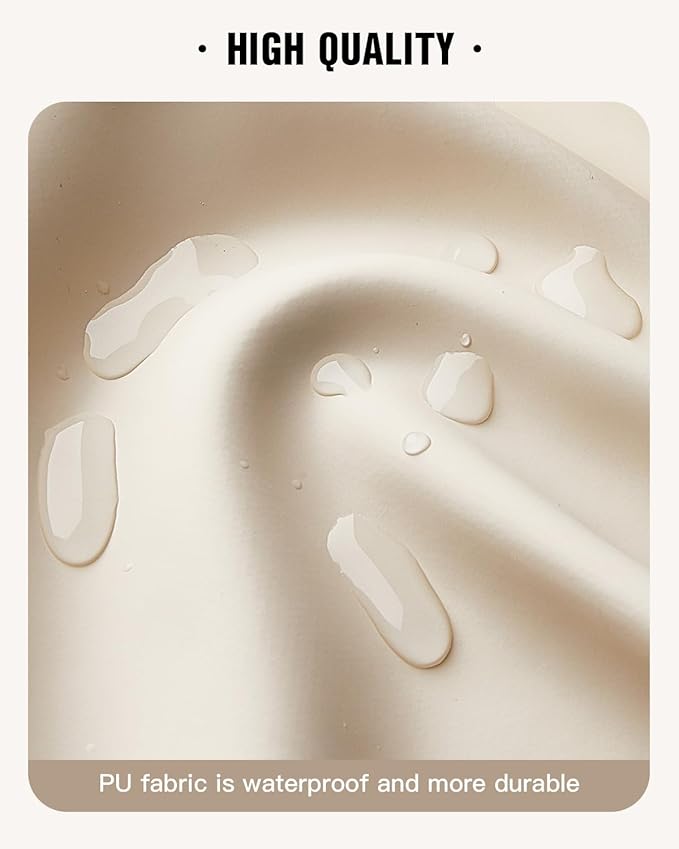 EACHY Toiletry Bag with Hanging Hook, Travel Makeup Bag PU Leather Cosmetic Bags for Women Make Up Organizer with 4 Compartments Waterproof Full-Size Portable Travel Essentials (Beige)