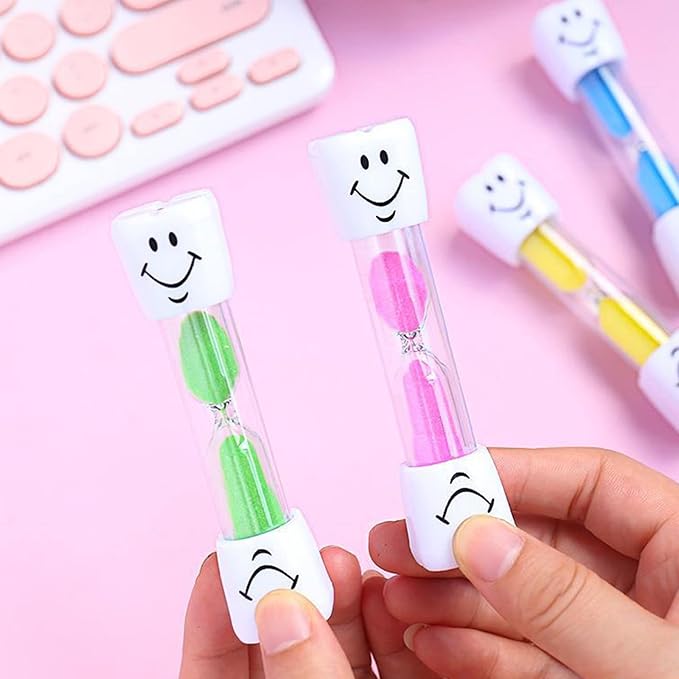 4 Pieces 3 Minute Toothbrush Sand Timer for Kids, Assorted Colors Tooth Shape Timers Plastic Hourglass for Proper Tooth Brushing Boys Girls Oral Care