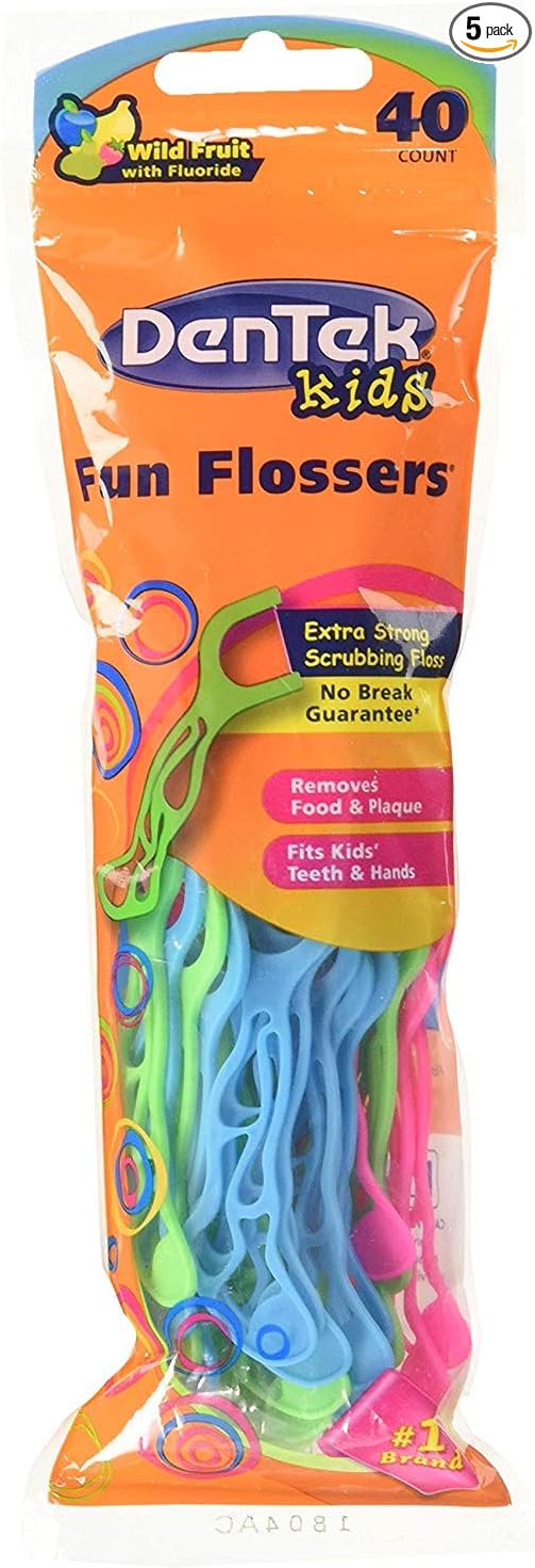 DenTek Kids Fun Flossers, Wild Fruit Flavor 40 Count (Pack of 5)