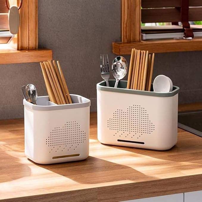 2 Slots Toothbrush Holder and Toothpaste Holder with Drain Hole, Detachable Easy Cleaning Multi-Functional Organizer Caddy Storage for Bathroom Vanity Sink Kitchen (White+Gray 2 compartments)