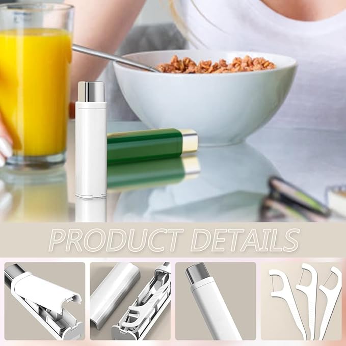 Portable Floss Dispenser with 100 Pcs Dental Floss, Dental Floss Dispenser Dental Floss Picks Case, Upgrade Portable Automatic Floss Dispenser Floss Organizer for Family Hotel Travel (3 Pcs Green)