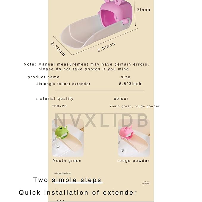 Upgraded Version of The Little Deer Toddler Faucet Extender, Suitable for Bathroom, Kitchen, Bathtub Sink, Suitable for Most faucets (2-Pack Pink + Green)
