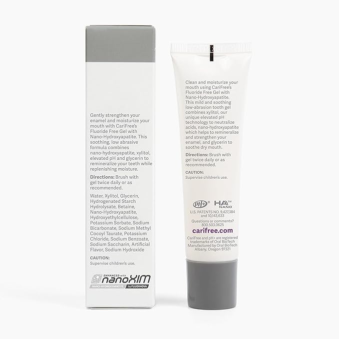 CariFree Fluoride Free Gel: Nano Hydroxyapatite Toothpaste, Neutralizes pH, Freshens Breath and Moistens Mouth, Dentist Recommended (2.3 Ounce (Pack of 2), Mint & Grape)