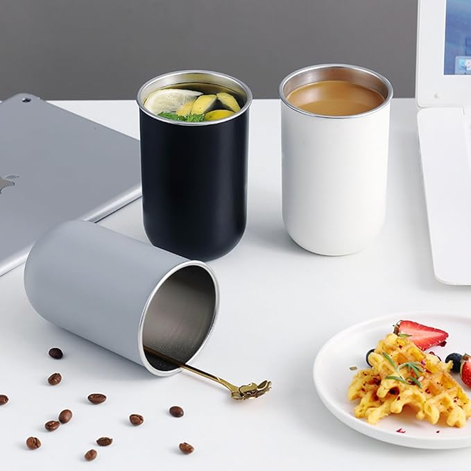 3 PCS Toothbrush Cups 350ml Stainless Steel Bathroom Tumbler Mouthwash Cups Reusable Toothbrush Toothpaste Holder Bathroom Counter Organizer