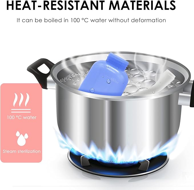 RUFCRIL Peri Bottle, 2-Pack Portable Travel Bidet with Bag, TPE Material Can Be Boiled, 17oz/500ml with 2 Sealing Rings,Essentials for Postpartum Perineal Care,Hemorrhoid Treatment,and Baby(Blue)