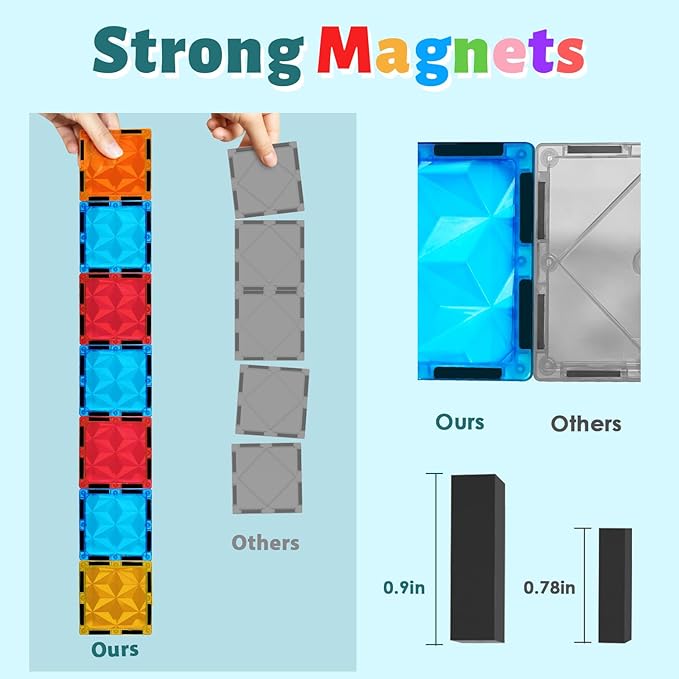 Magnetic Tiles, 102PCS Magnet Building Blocks with 2 Cars, 3D Diamond Magnetic Blocks, Construction Stem Toys for Kids, Educational Toys for Boys Girls Ages 3 4 5 6 7 8 (102 PCS)