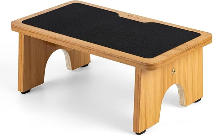 StrongTek Wooden Step Stool for Adults & Kids, Compact 7.5" Low One-Step Bedside Stool with Non-Slip Surface, Portable Step Ladder for Bedroom & Bathroom, Supports Up to 300 lbs