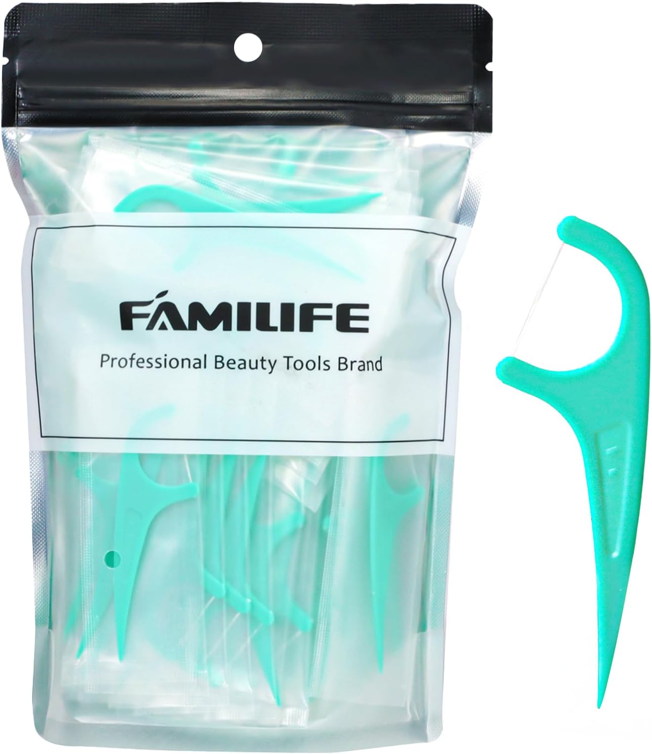 FAMILIFE Individually Wrapped Floss Picks, 100PCS Mint Dental Floss Cleaner, Tooth Picks Flossers with Portable Individual Packaging, Toothpicks Helps to Fight Tooth Decay and Keep Your Teeth Clean
