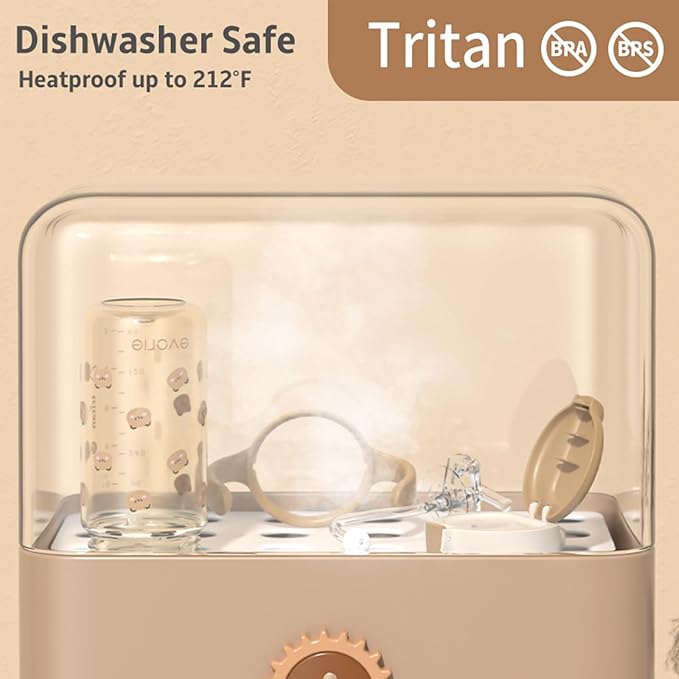 Evorie Tritan Spill Proof Toddler Straw Sippy Cup, 10 oz for Baby and Toddlers 1-3 Years Old, No Spill Straw Water Bottle with Removable Handles, Ideal for School, BPA-Free, Honey Bear