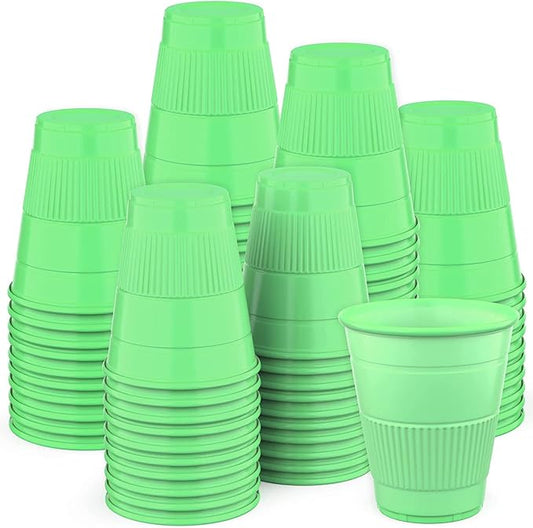 Disposable Cups | 500 Pack | Green 5 oz Plastic Bathroom Cups, Perfect for Medicine, Water, Rinsing, Mouthwash, Parties