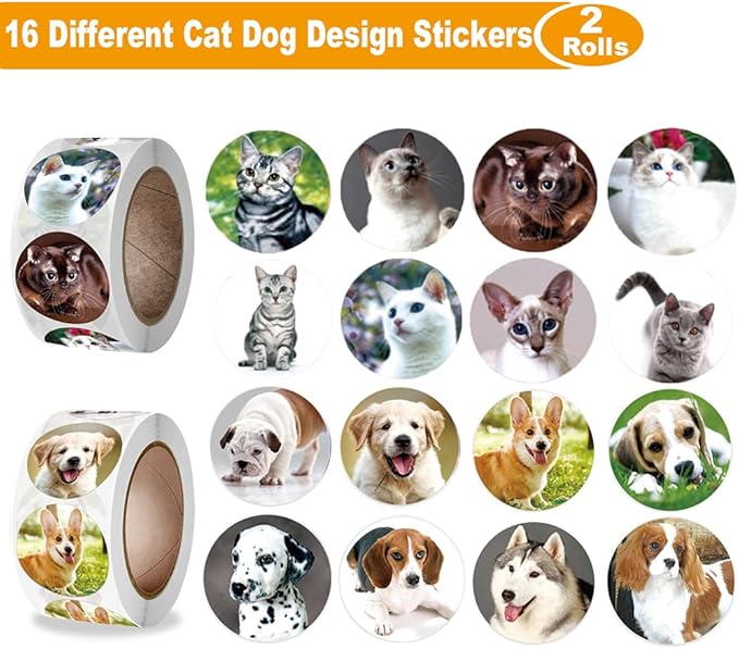 Dog and Cat Stickers for Kids Teachers,1000 Pcs Dog Cat Design Stickers for Kids Birthday Party, School Reward, Giveaways
