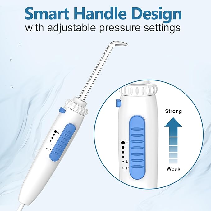 H2ofloss® Dental Water Flosser for Teeth Cleaning with 13 Multifunctional Tips&800ml Capacity, Professional Countertop Oral Irrigator Quiet Design(HF-9)