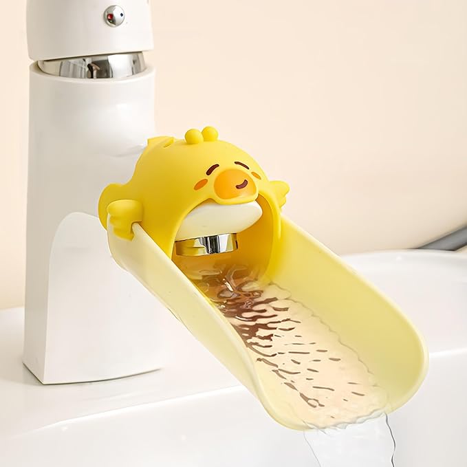 Faucet Extender for Toddlers, PANIMOSI Kids Sink Extender for Bathroom, Kitchen, Bathtub, Baby Hand Washing Water Spout Extender, No Installation Toddler Sink Extender, Yellow