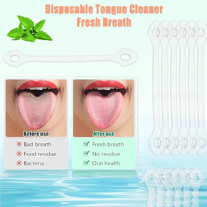 100 Count Disposable Tongue Scraper, Tongue Cleaner for Adults and Kids, Ergonomic plastic tongue scraper,Tongue Scrubber for Oral Care,Reduce Bad Breath,Promote Fresh Breath