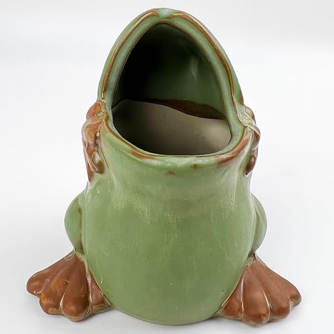 FlidRunest Kids Frogs Toothbrush Holder for Bathroom - Ceramic Animal Tooth Brush Holder Cup - Easy to Clean Toothbrush and Toothpaste Holder for Kids - Great Gift for Boy, Friends, Kids, Men