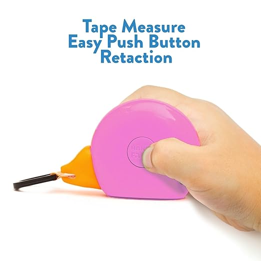 Handy Famm 8ft Pink Bird Tape Measure for Kids – STEM Educational Tool with Level, Protractor, Retractable Design - DIY Construction Toy, Child-Safe Measuring Tapes, Gift for Boys & Girls 3+