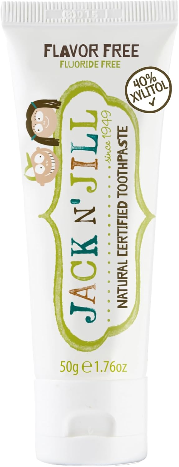 Jack N' Jill Natural Toothpaste for Baby and Infants - Fluoride Free Training Toothpaste, 40% Xylitol, BPA-Free - Flavor Free, 1.76 oz (Pack of 1)