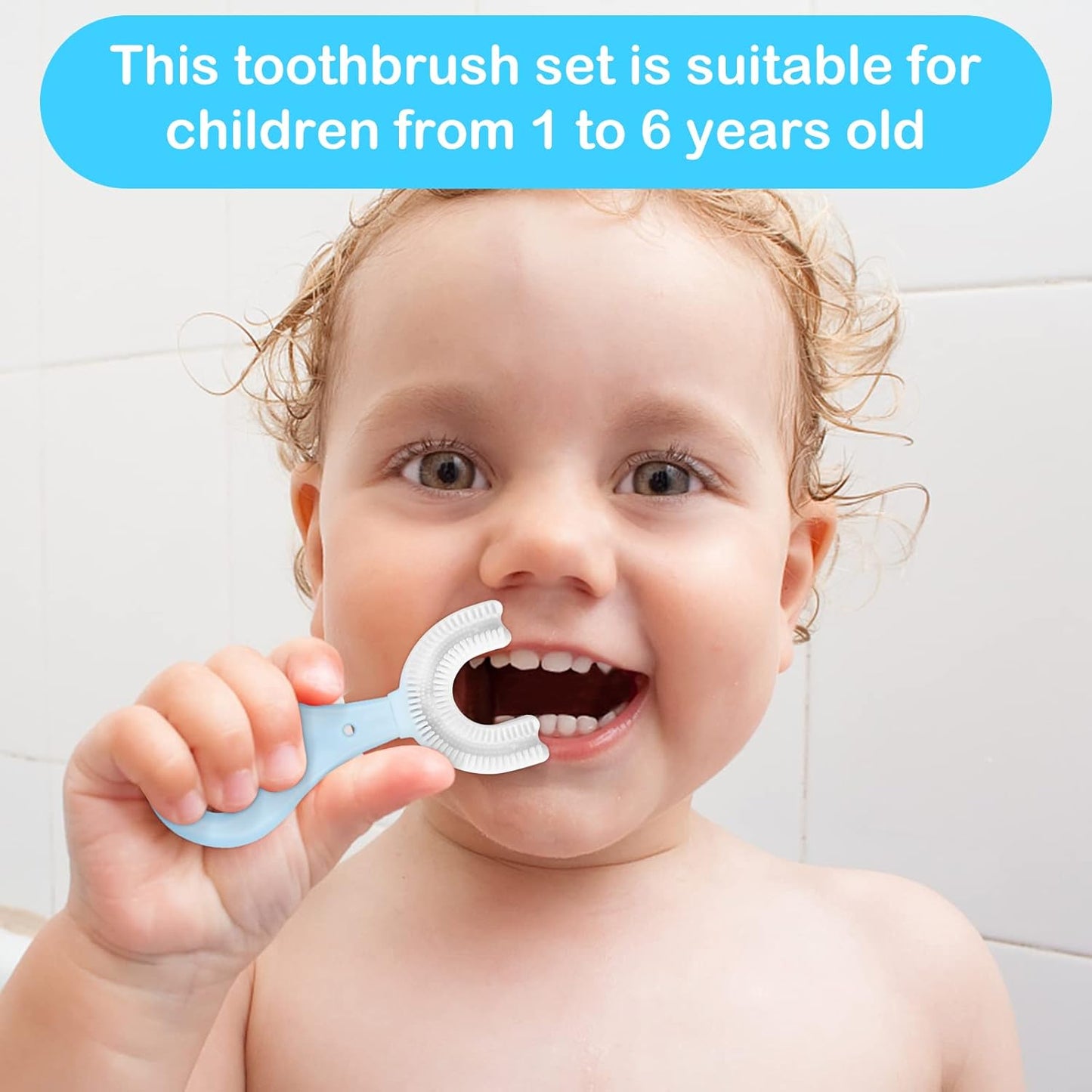 4-in-1 U-Shaped Toothbrush Set - Infant to Toddler Oral Care - Food Grade Silicone - Perfect for Age 1-6 (4-Pack) Baby Essentials Gift