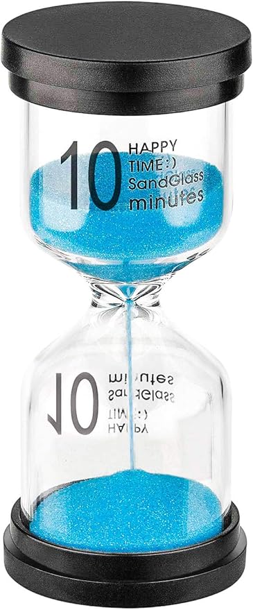 Hourglass Sand Timer 10 Minutes: Plastic Sand Clock 10 Minutes, Large Blue Sand Watch 10 Min, Colorful Hour Glass Sandglass Timer for Kids, Games, Classroom, Kitchen, Decorative