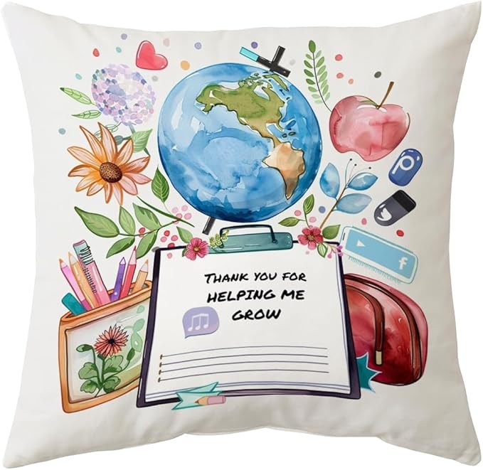 Cirzone Teacher Gifts for Women -18x18Inch Throw Pillow Cover Funny Best Teacher Gifts with Gift Box Perfect Birthday Teacher Thanksgiving Gifts for Home Sofa Decor