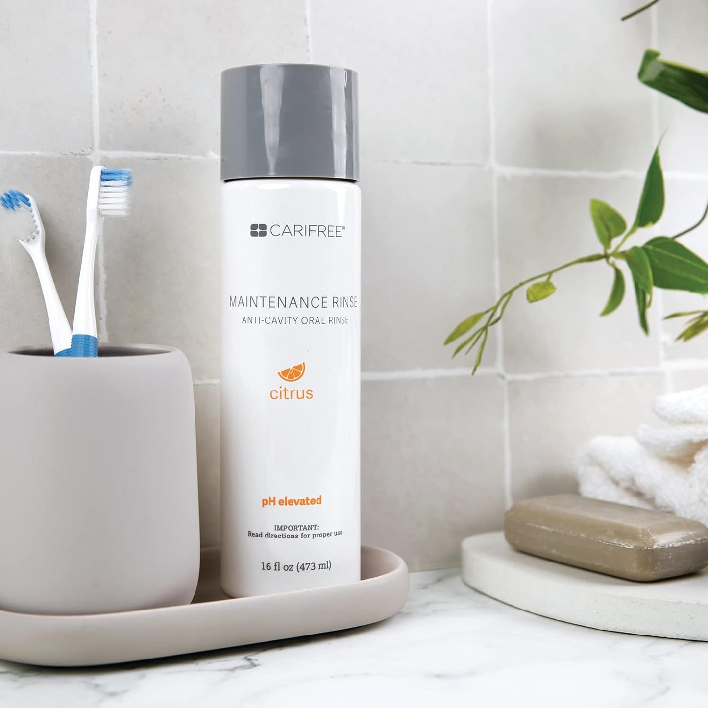 CariFree Maintenance Rinse, Citrus Flavored, Anti-Cavity Fluoride Mouthwash, Dentist Recommended, Prevents Oral Decay, Freshens Breath, Alcohol-Free, Neutralizes pH, 16 Fl Oz (Pack of 2)