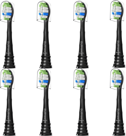 Replacement Toothbrush Heads Compatible with Philips Sonicare ProtectiveClean 4100 5100 5300 6100 Electric Toothbrushes, W Replacement Head for Sonicare, Black, 8 Count