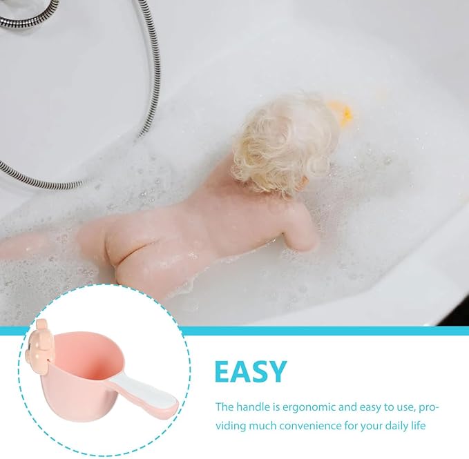 Kisangel Baby Shampoo Rinse Cup Large Capacity Pp Thickened Material Comfortable Round Handle Tear-Free Hair Wash Scoop for Infant Bath Safety