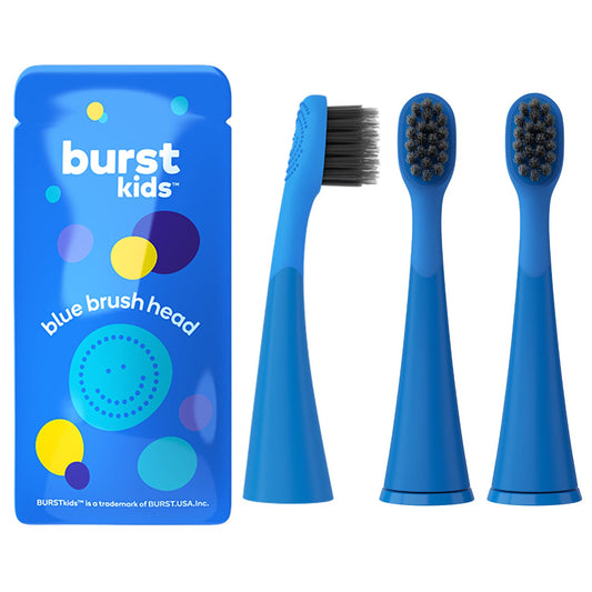 BURST Genuine Replacement Heads for Kids Electric Toothbrush (Blue/3 Pack) | Perfect Fit | Ultra Soft Bristles | 9 Months of Supply