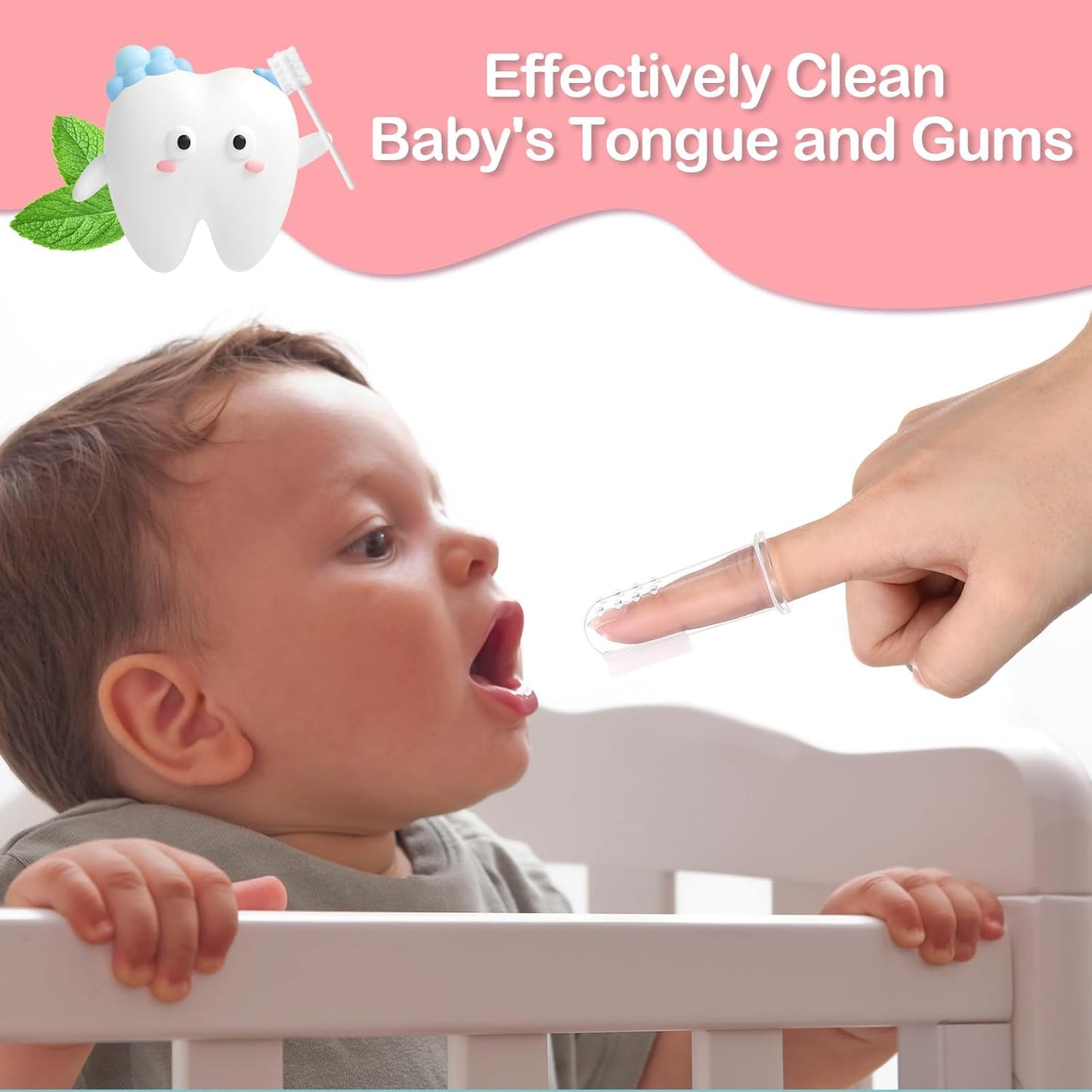 200 Pieces Baby Tongue Cleaner Disposable Infant Oral Cleaner with 4 Pieces Finger Toothbrush Soft Gauze Baby Mouth Newborn for Tooth Mouth Gum Dental Care(Pink)