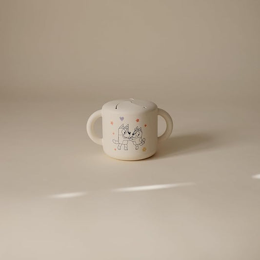 mushie x Bluey Silicone Snack Cup | Spill Proof Food Container for Toddler and Baby (Bluey Ivory)