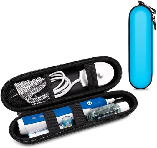Nincha EVA Electric Toothbrush Case - Durable Hard Shell Travel Case with Mesh Pocket - Fits Most Powered Toothbrush Products (Blue)
