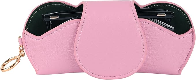 KINIVA Sunglasses Holder for Car Visor with Hanging Hook Portable Leather Glasses Storage Bag with Detachable Clips