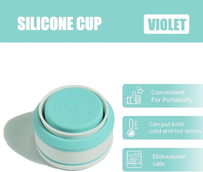 Collapsible Cup for Traveling, 12Oz Collapsible Silicone Travel Cup for Hot and Cold Drinks, Leak Proof Reusable Folding Travel Coffee Mug for Camping & Hiking, Blue