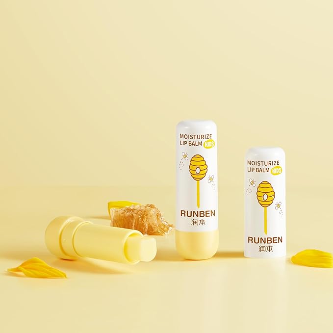 RUNBEN Kids Lip Balm Moisturizing Baby Lip Balm Gentle & Safe Lip Care for Toddler Chapped Lips, Birthday Christmas Gift for Family (0.14 oz)