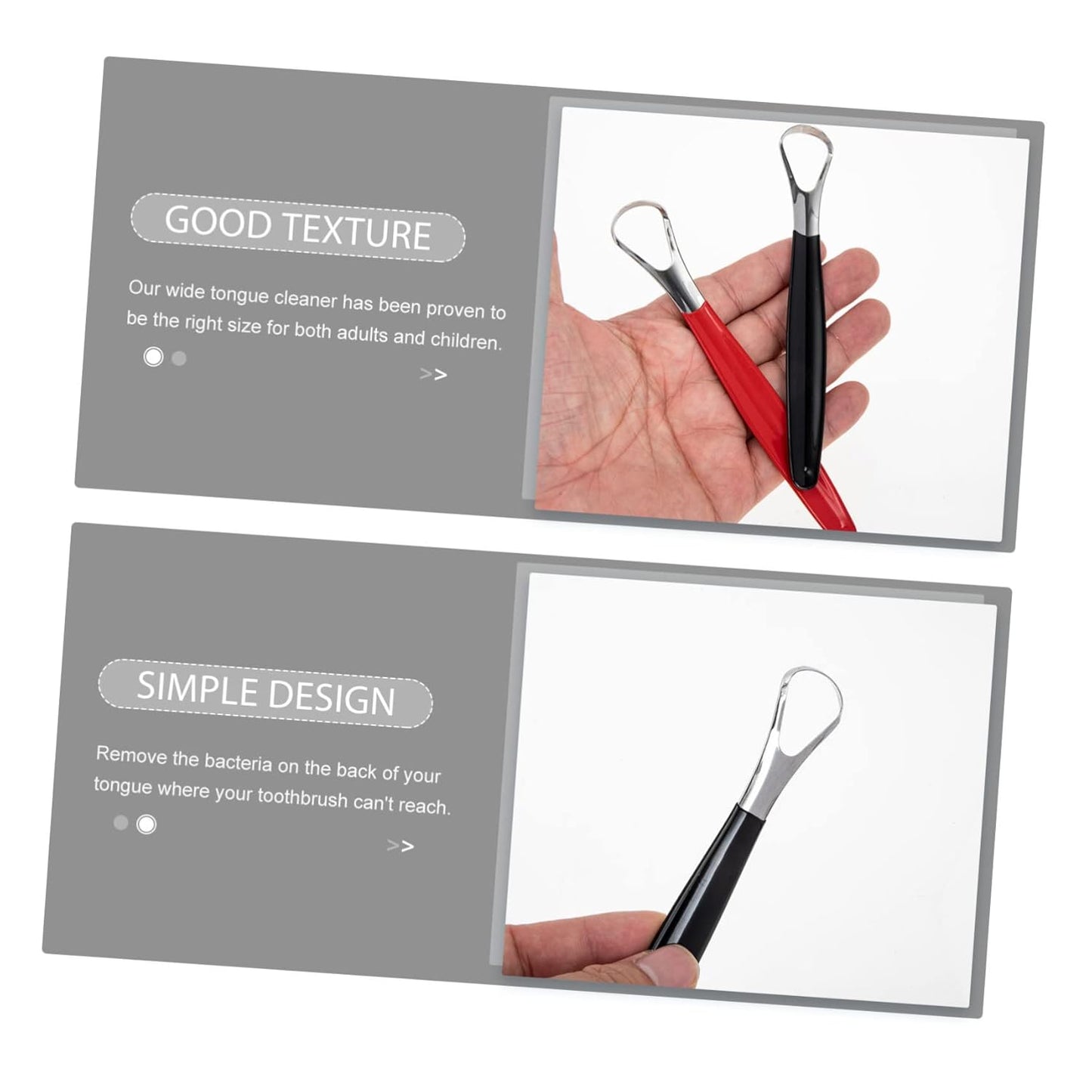 Baluue 2pcs Stainless Steel Tongue Scraper for Adults Portable and Transparent Box Ergonomic Design for and Oral Health