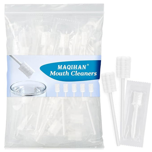 MAQIHAN 50 Gauze Mouth Swabs - Oral Swabs Disposable Toothbrushes Individually Wrapped Swabsticks for Dry Mouth Cotton Gauze on a Stick Dental Oral Care Supplies Mini Thrush Mouth Treatment