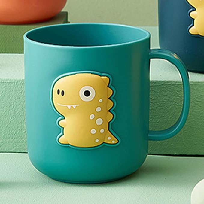 Bathroom Toothbrush Holder - Dinosaur Design Cup, Portable Drinking Mug, Child Friendly Design with Leak Proof Lid, Toothbrush and Cup Set, for Kids Boys Girls Toddler Home Kitchen Bathroom