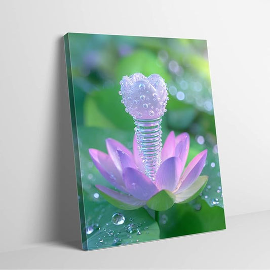 Teeth Medical Wall Art Decor,Refreshing Lotus Blossom Dental Print,Perfect for Clinics,Doctor Offices,or Medical Spaces,Calming Aesthetic 12x16inch Ready to Hang