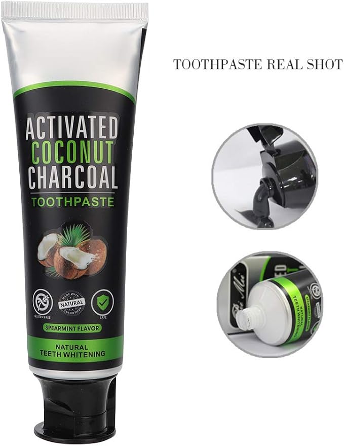 ZJchao Bamboo Charcoal Toothpaste, Activated Charcoal Coconut Oil Toothpaste for Teeth Whitening