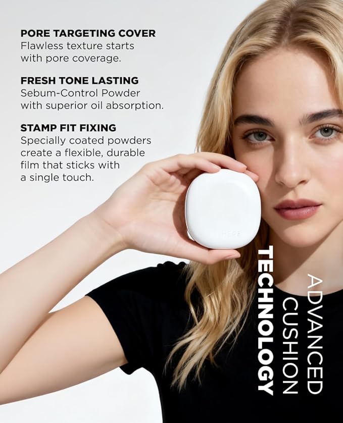 EITHER& Glow Pixel Cushion Foundation, Natural Coverage, Glow Finish – Up to 100 Hours, Moisturizing and Hydrating, Korean Beauty (#40N Espresso, 12g)