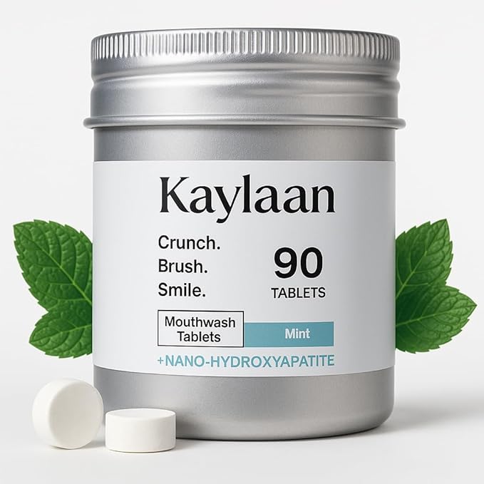 Mouthwash Tablets - Mint | Fluoride-Free, Alcohol-Free, Fresh Breath & Oral Care with Plastic-Free, Travel-Friendly, TSA Approved Packaging | 90 Count, Made in USA